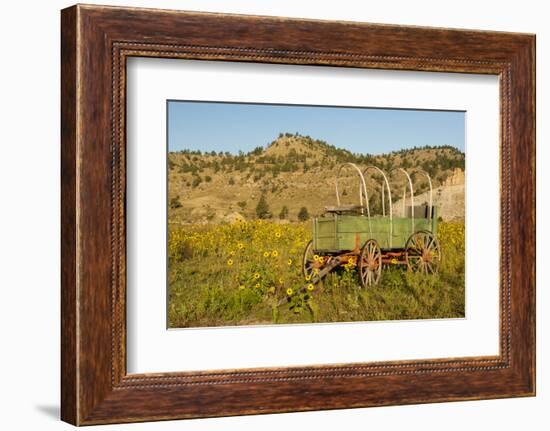 USA, South Dakota, Wild Horse Sanctuary. Scenic with Vintage Wagon-Cathy & Gordon Illg-Framed Photographic Print