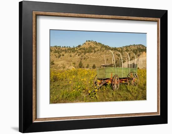 USA, South Dakota, Wild Horse Sanctuary. Scenic with Vintage Wagon-Cathy & Gordon Illg-Framed Photographic Print