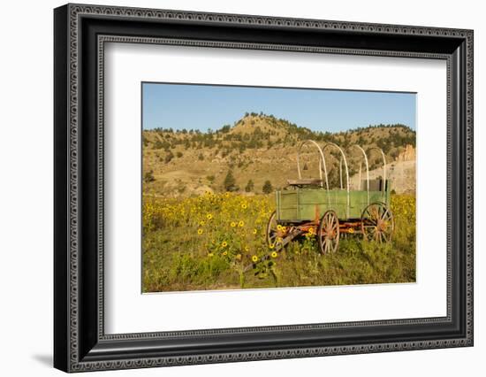 USA, South Dakota, Wild Horse Sanctuary. Scenic with Vintage Wagon-Cathy & Gordon Illg-Framed Photographic Print