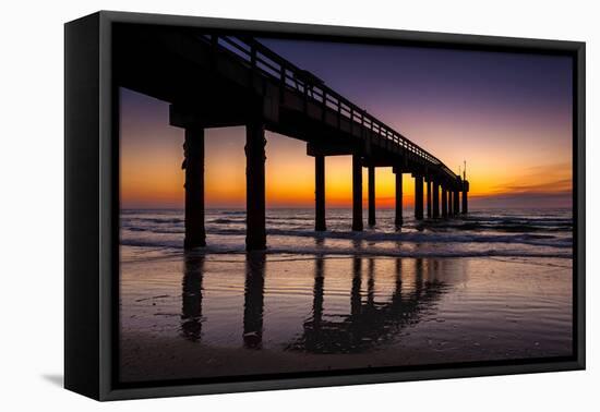 USA, St. Augustine, St. John's Pier at Sunrise-Rona Schwarz-Framed Premier Image Canvas