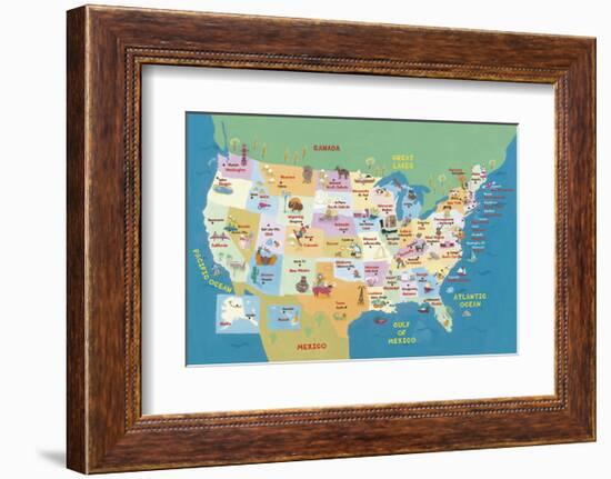 USA States and Capitals-Janell Genovese-Framed Art Print