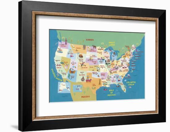 USA States and Capitals-Janell Genovese-Framed Art Print