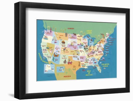 USA States and Capitals-Janell Genovese-Framed Art Print