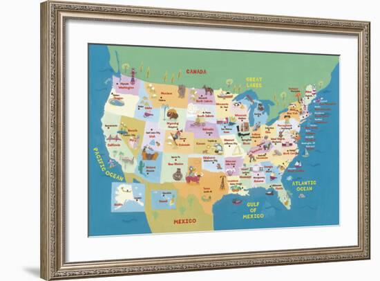 USA States and Capitals-Janell Genovese-Framed Art Print