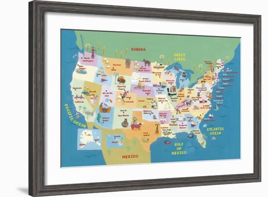 USA States and Capitals-Janell Genovese-Framed Art Print