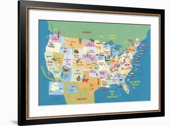 USA States and Capitals-Janell Genovese-Framed Art Print