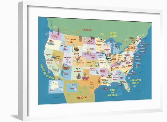 USA States and Capitals-Janell Genovese-Framed Art Print