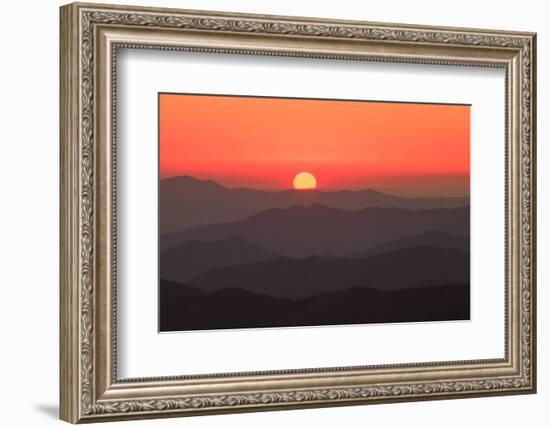 USA, Tennessee, Great Smoky Mountain National Park, Sunset behind mountains-Joanne Wells-Framed Photographic Print