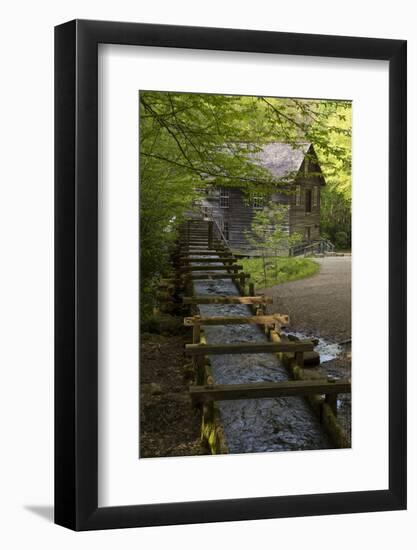 USA, Tennessee, Great Smoky Mountains National Park. Wooden Flume Directs Water Towards Mingus Mil-Jaynes Gallery-Framed Photographic Print