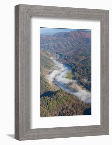 USA, Tennessee. Morning fog Hiwassee River, Blue Ridge fall color-Trish Drury-Framed Photographic Print