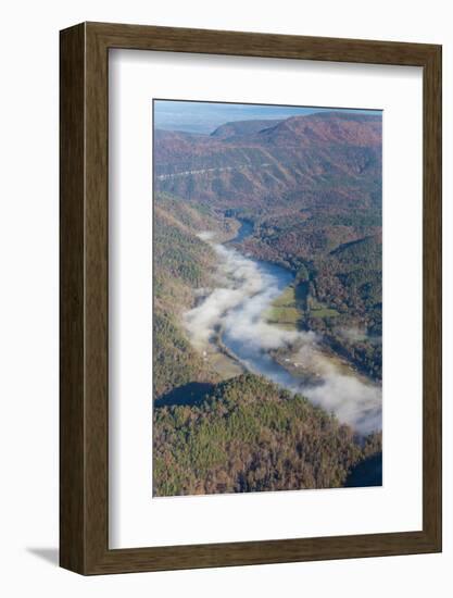 USA, Tennessee. Morning fog Hiwassee River, Blue Ridge fall color-Trish Drury-Framed Photographic Print