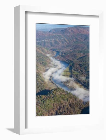 USA, Tennessee. Morning fog Hiwassee River, Blue Ridge fall color-Trish Drury-Framed Photographic Print