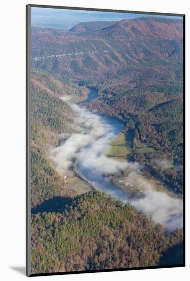 USA, Tennessee. Morning fog Hiwassee River, Blue Ridge fall color-Trish Drury-Mounted Photographic Print
