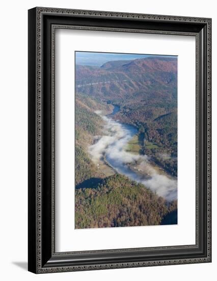 USA, Tennessee. Morning fog Hiwassee River, Blue Ridge fall color-Trish Drury-Framed Photographic Print