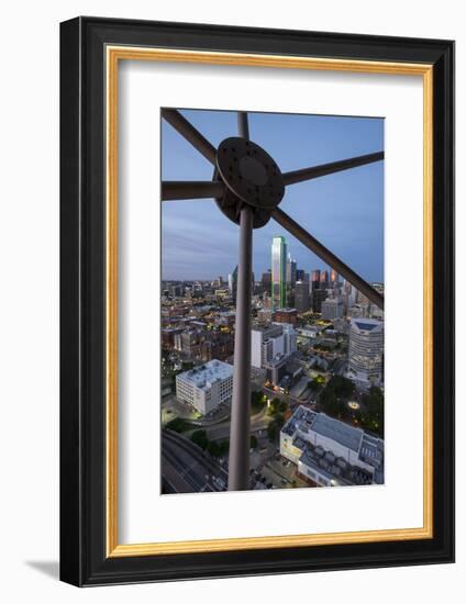 USA, Texas, Dallas. Overview of downtown Dallas from Reunion Tower at night.-Brent Bergherm-Framed Photographic Print