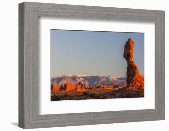 USA, Utah, Arches Balanced Rock and La Sal Mountains at Sunset-Jamie & Judy Wild-Framed Photographic Print