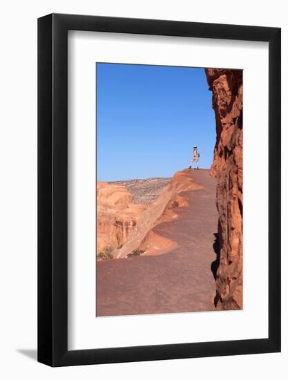 USA, Utah, Arches National Park, Trail, Hiker-Catharina Lux-Framed Photographic Print