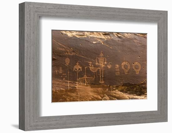 USA, Utah, Bears Ears National Monument. Wolfman Panel of petroglyphs in Butler Wash.-Jaynes Gallery-Framed Photographic Print