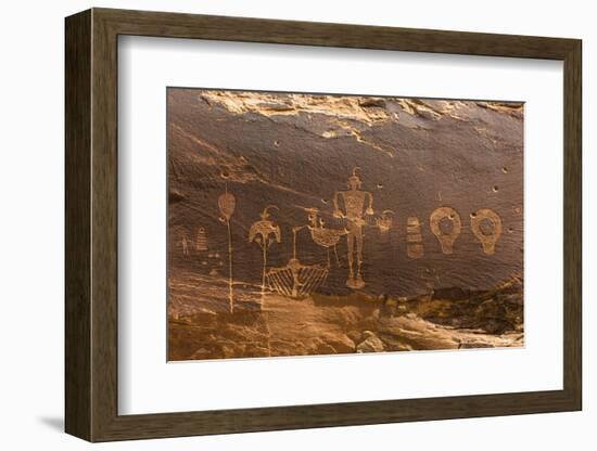 USA, Utah, Bears Ears National Monument. Wolfman Panel of petroglyphs in Butler Wash.-Jaynes Gallery-Framed Photographic Print