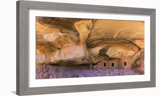 USA, Utah, Blanding. Fallen Roof Ruin in Road Canyon on Cedar Mesa. Panorama-Charles Crust-Framed Photographic Print