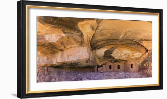 USA, Utah, Blanding. Fallen Roof Ruin in Road Canyon on Cedar Mesa. Panorama-Charles Crust-Framed Photographic Print