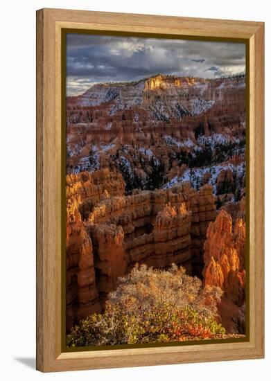 USA, Utah, Bryce Canyon National Park. Fall Snow on Rock Formations-Jay O'brien-Framed Premier Image Canvas