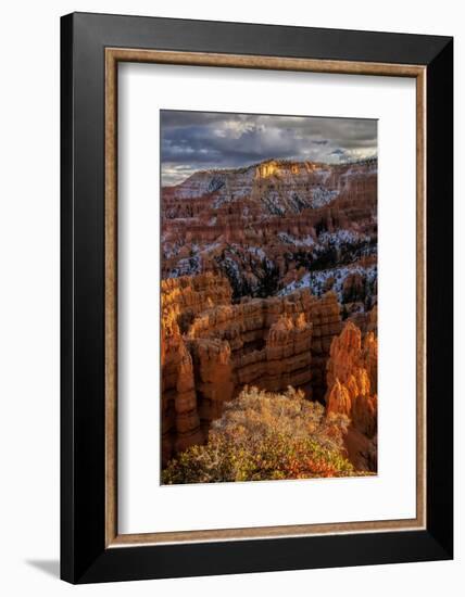 USA, Utah, Bryce Canyon National Park. Fall Snow on Rock Formations-Jay O'brien-Framed Photographic Print