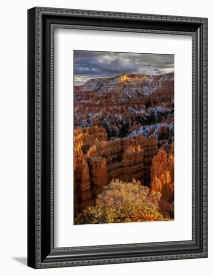 USA, Utah, Bryce Canyon National Park. Fall Snow on Rock Formations-Jay O'brien-Framed Photographic Print