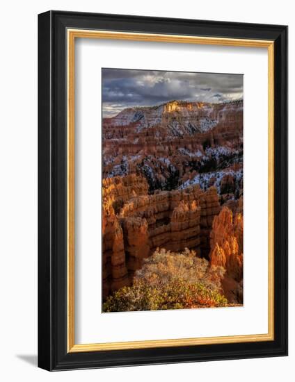 USA, Utah, Bryce Canyon National Park. Fall Snow on Rock Formations-Jay O'brien-Framed Photographic Print