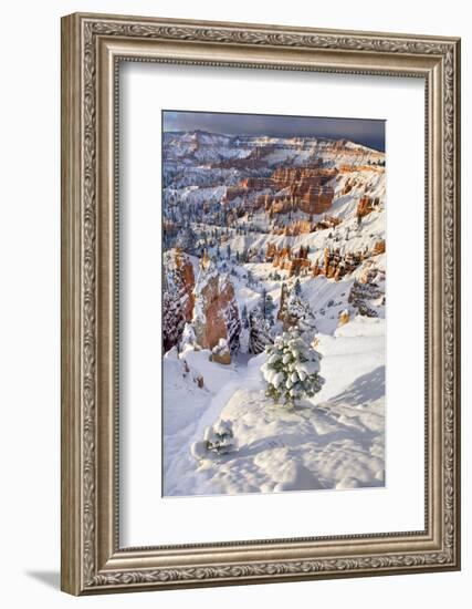 USA, Utah, Bryce Canyon National Park. Winter sunrise on snow-covered landscape.-Jaynes Gallery-Framed Photographic Print