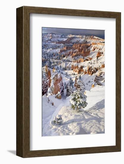 USA, Utah, Bryce Canyon National Park. Winter sunrise on snow-covered landscape.-Jaynes Gallery-Framed Photographic Print