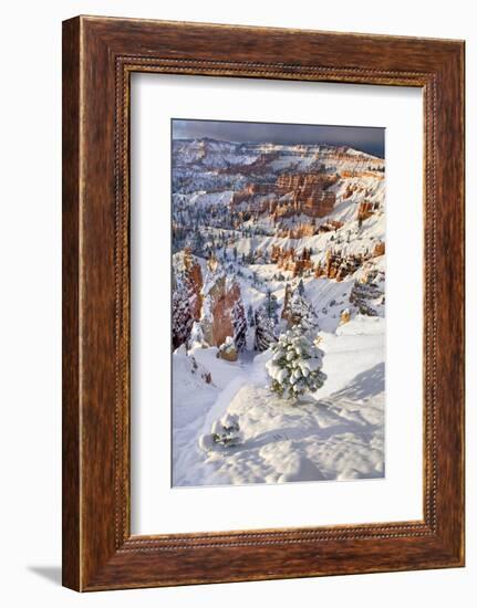 USA, Utah, Bryce Canyon National Park. Winter sunrise on snow-covered landscape.-Jaynes Gallery-Framed Photographic Print