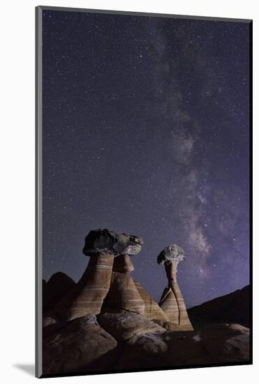 Usa, Utah, Grand Staircase Escalante, National Monument, Toadstools, Milky Way over the Toadstools-Christian Heeb-Mounted Photographic Print