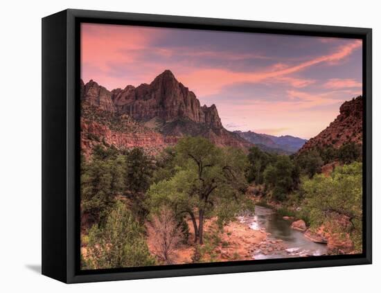 USA, Utah, Zion National Park, Watchman Mountain and Virgin River-Michele Falzone-Framed Premier Image Canvas
