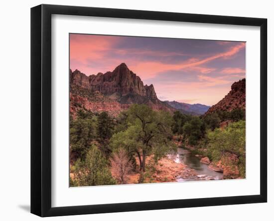 USA, Utah, Zion National Park, Watchman Mountain and Virgin River-Michele Falzone-Framed Photographic Print