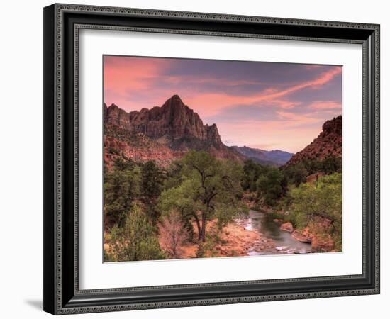 USA, Utah, Zion National Park, Watchman Mountain and Virgin River-Michele Falzone-Framed Photographic Print