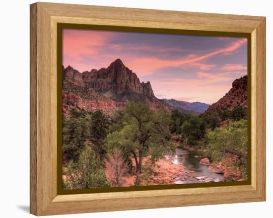 USA, Utah, Zion National Park, Watchman Mountain and Virgin River-Michele Falzone-Framed Premier Image Canvas