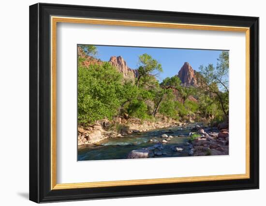 USA, Utah, Zion Nationalpark, Virgin River, the Watchman-Catharina Lux-Framed Photographic Print