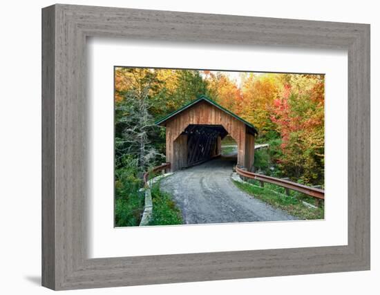 USA, Vermont, Montgomery. Creamery Bridge with Fall Foliage-Bill Bachmann-Framed Photographic Print