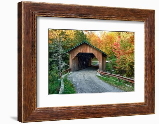 USA, Vermont, Montgomery. Creamery Bridge with Fall Foliage-Bill Bachmann-Framed Photographic Print