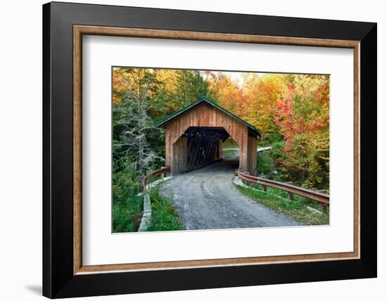 USA, Vermont, Montgomery. Creamery Bridge with Fall Foliage-Bill Bachmann-Framed Photographic Print