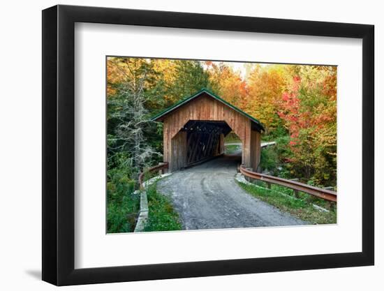 USA, Vermont, Montgomery. Creamery Bridge with Fall Foliage-Bill Bachmann-Framed Photographic Print