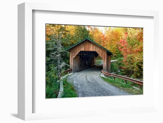 USA, Vermont, Montgomery. Creamery Bridge with Fall Foliage-Bill Bachmann-Framed Photographic Print