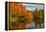 USA, Vermont, Morrisville. Lake Lamoille Reflecting Fall Foliage-Bill Bachmann-Framed Premier Image Canvas