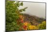 USA, Vermont, New England, Stowe Mt. Mansfield parking lot view with fog on mountains-Alison Jones-Mounted Photographic Print