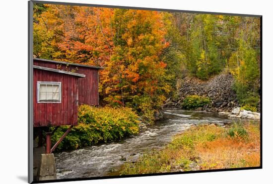 USA, Vermont, Stowe, red mill on Little River as it flows south of Stowe to Winooski River-Alison Jones-Mounted Photographic Print