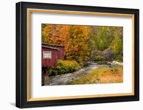 USA, Vermont, Stowe, red mill on Little River as it flows south of Stowe to Winooski River-Alison Jones-Framed Photographic Print