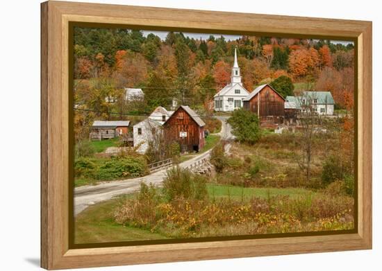 USA, Vermont, Waits River. New England Town with Church and Barn-Bill Bachmann-Framed Premier Image Canvas