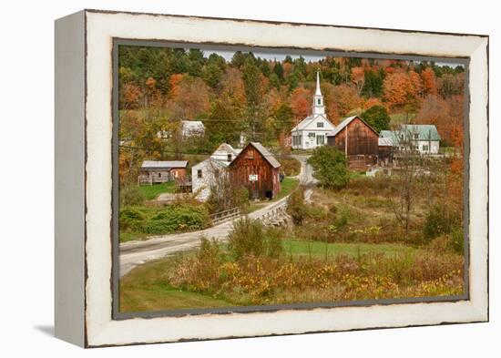 USA, Vermont, Waits River. New England Town with Church and Barn-Bill Bachmann-Framed Premier Image Canvas