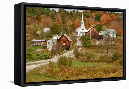 USA, Vermont, Waits River. New England Town with Church and Barn-Bill Bachmann-Framed Premier Image Canvas